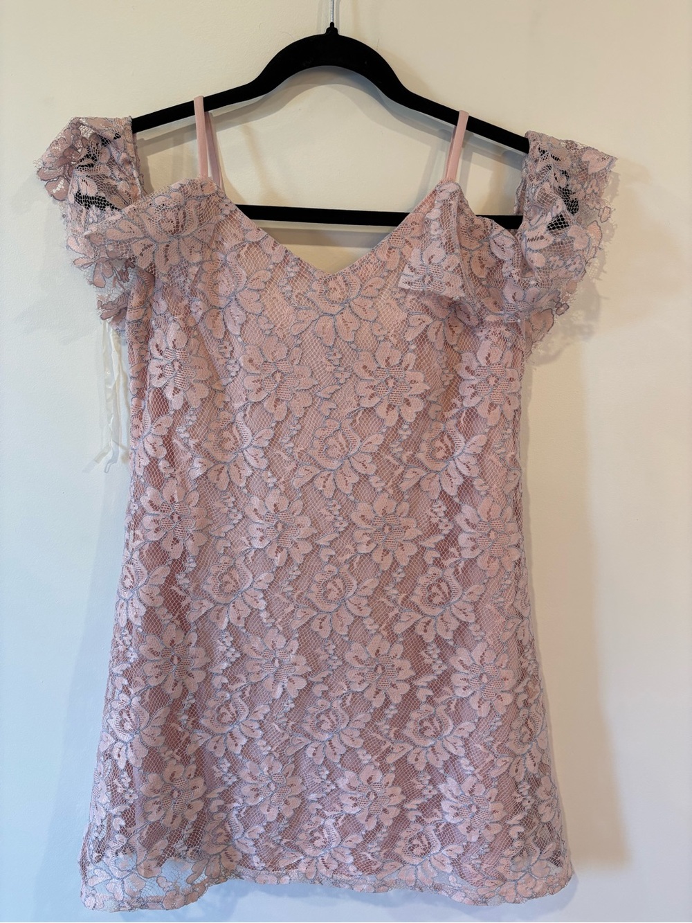 Blue Rain Pink Lace Mini Dress perfect for graduation or a wedding